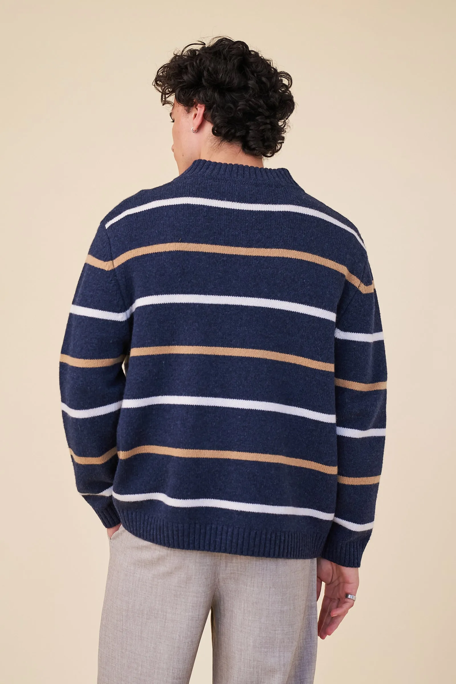 LAMBSWOOL STRIPE 1/4 ZIP - INGIDO