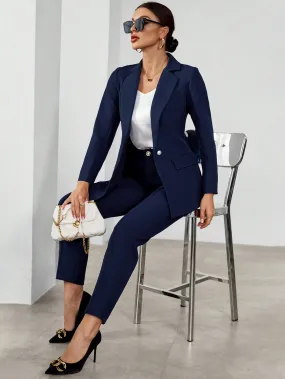 Lapel Neck Single Button Blazer & Pants