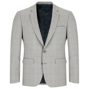 Lucian Windowpane Check Suit Jacket - Beige