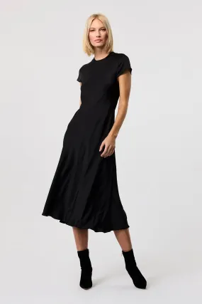 Luciana Black Silk Midi Dres