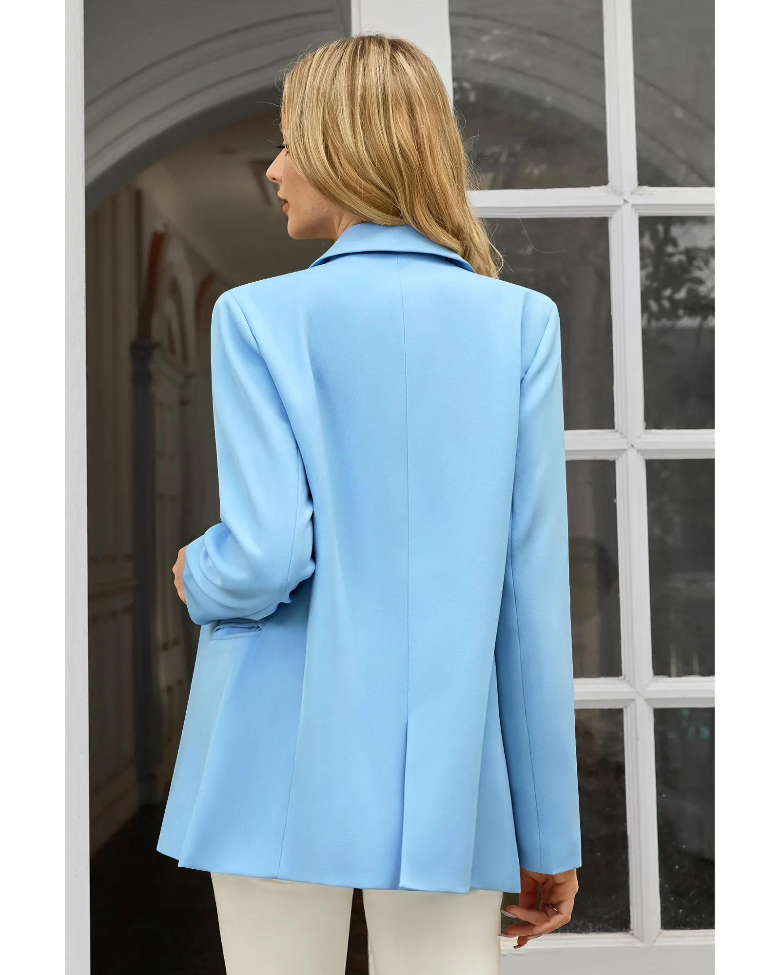 luvamia Blazers for Women Business Casual Long Sleeves Work Professional Suits Dressy Jackets with Pocket Office Outfits