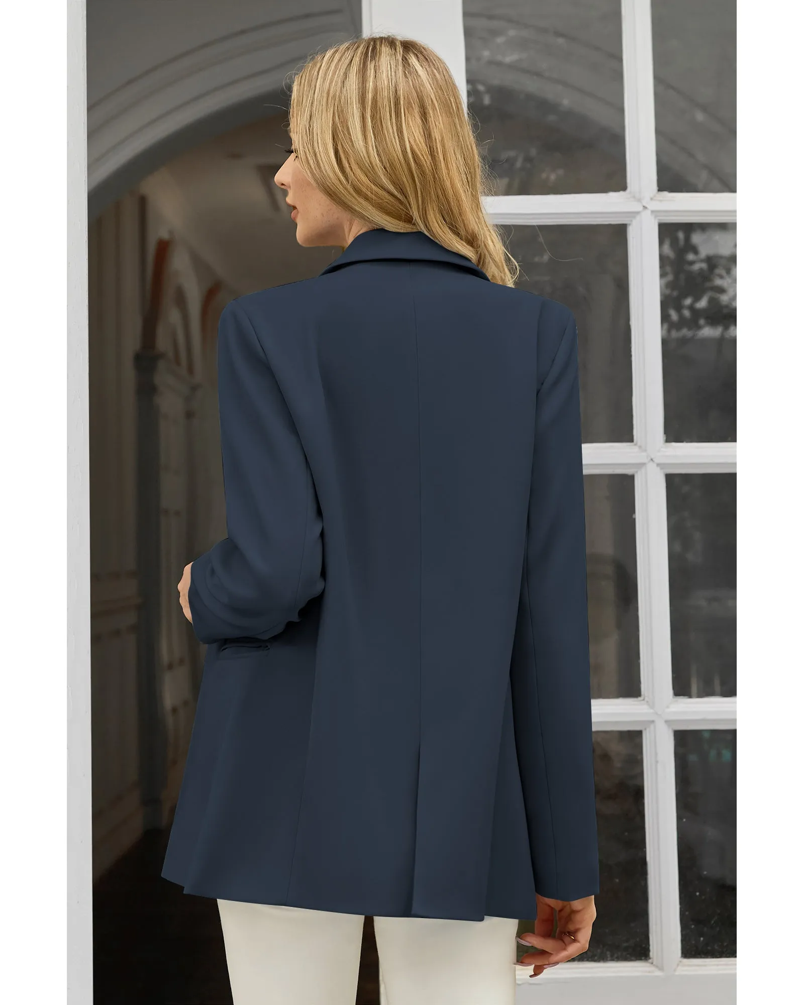 luvamia Blazers for Women Business Casual Long Sleeves Work Professional Suits Dressy Jackets with Pocket Office Outfits