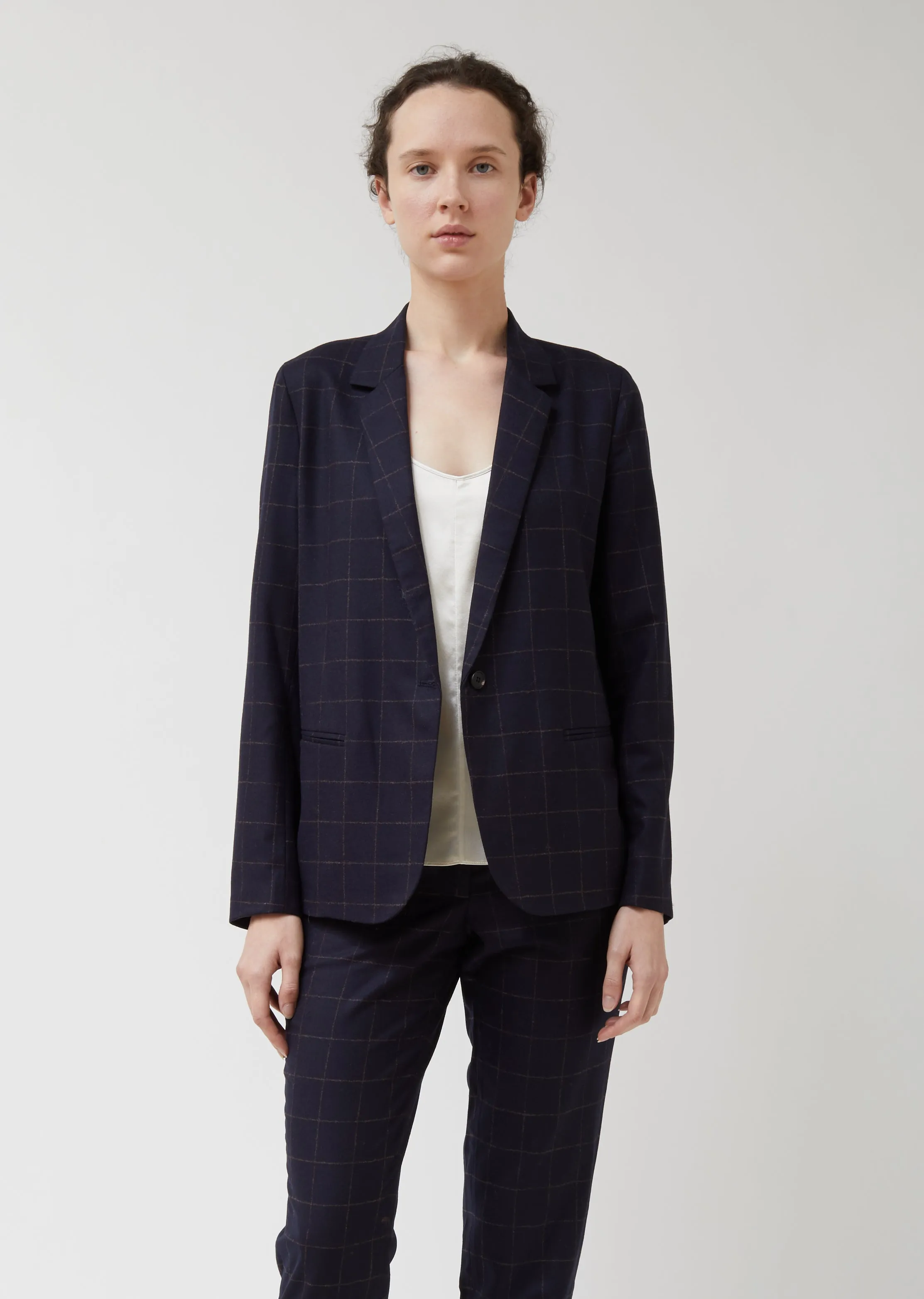 Navy Wool Windowpane Perfect Blazer