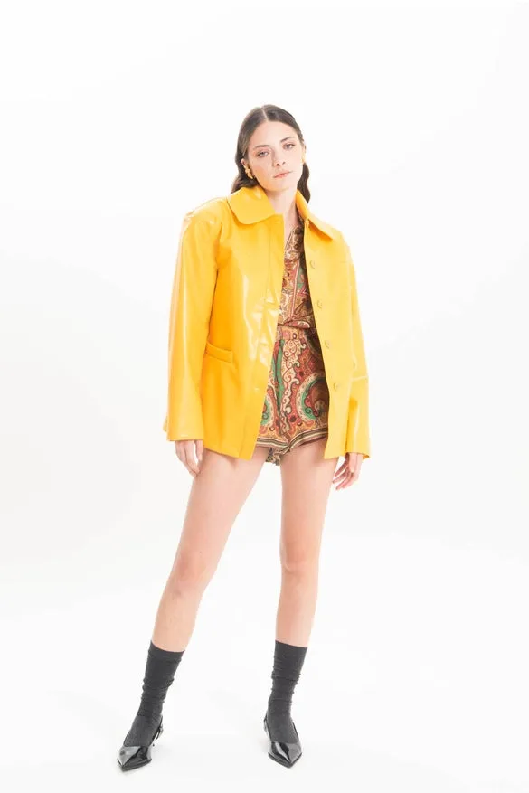 Ochre Imitation Leather Jacket