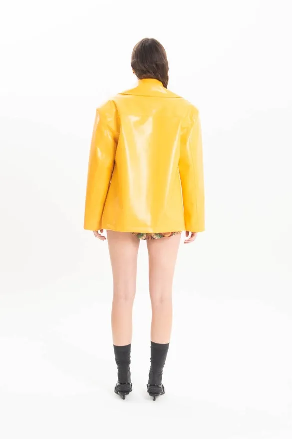 Ochre Imitation Leather Jacket