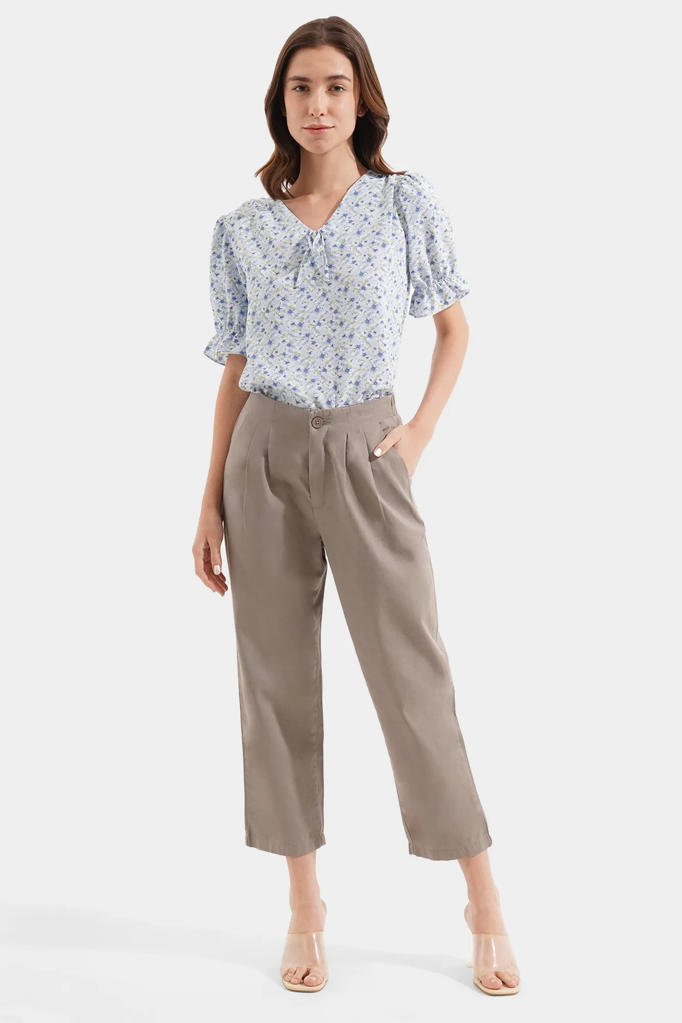 Pleated Ankle Length Cozy Pants