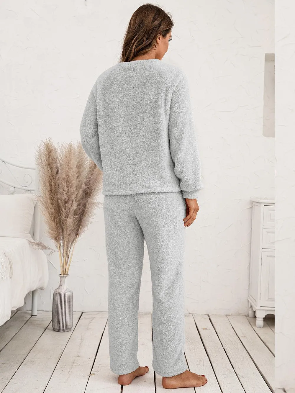 Plush Hooded Sweater & Pants Set - Cozy Loungewear