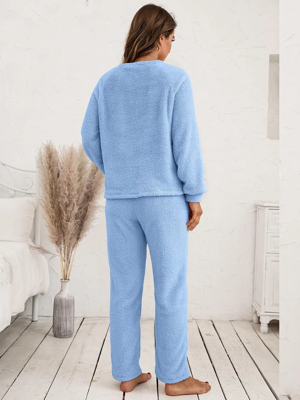 Plush Hooded Sweater & Pants Set - Cozy Loungewear