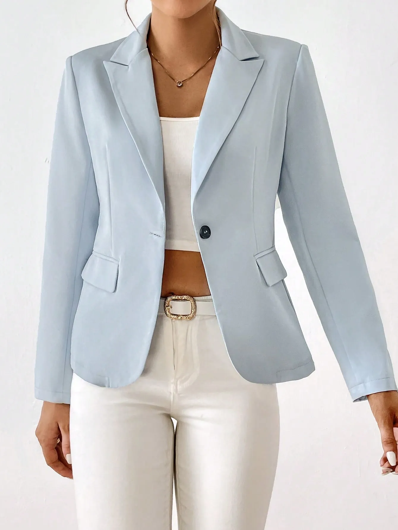 Privé Solid Single Button Blazer