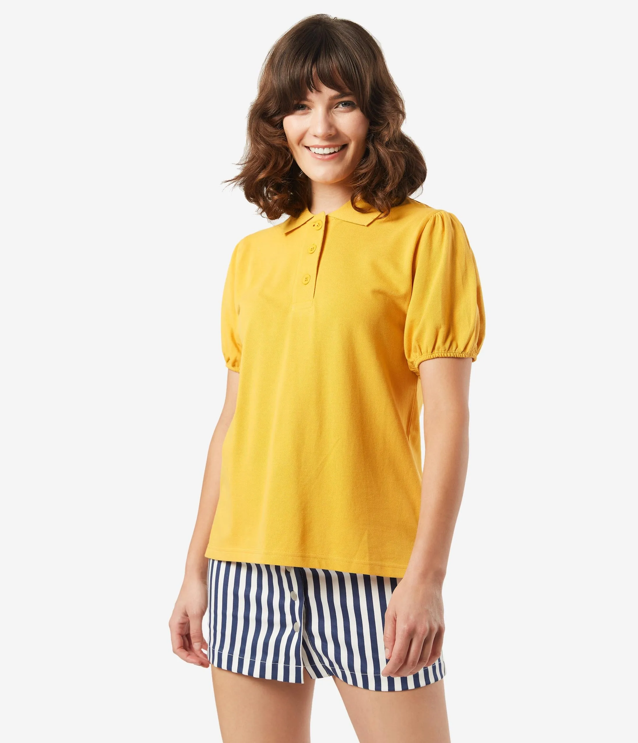 Retro Style Mustard Polo Blouse