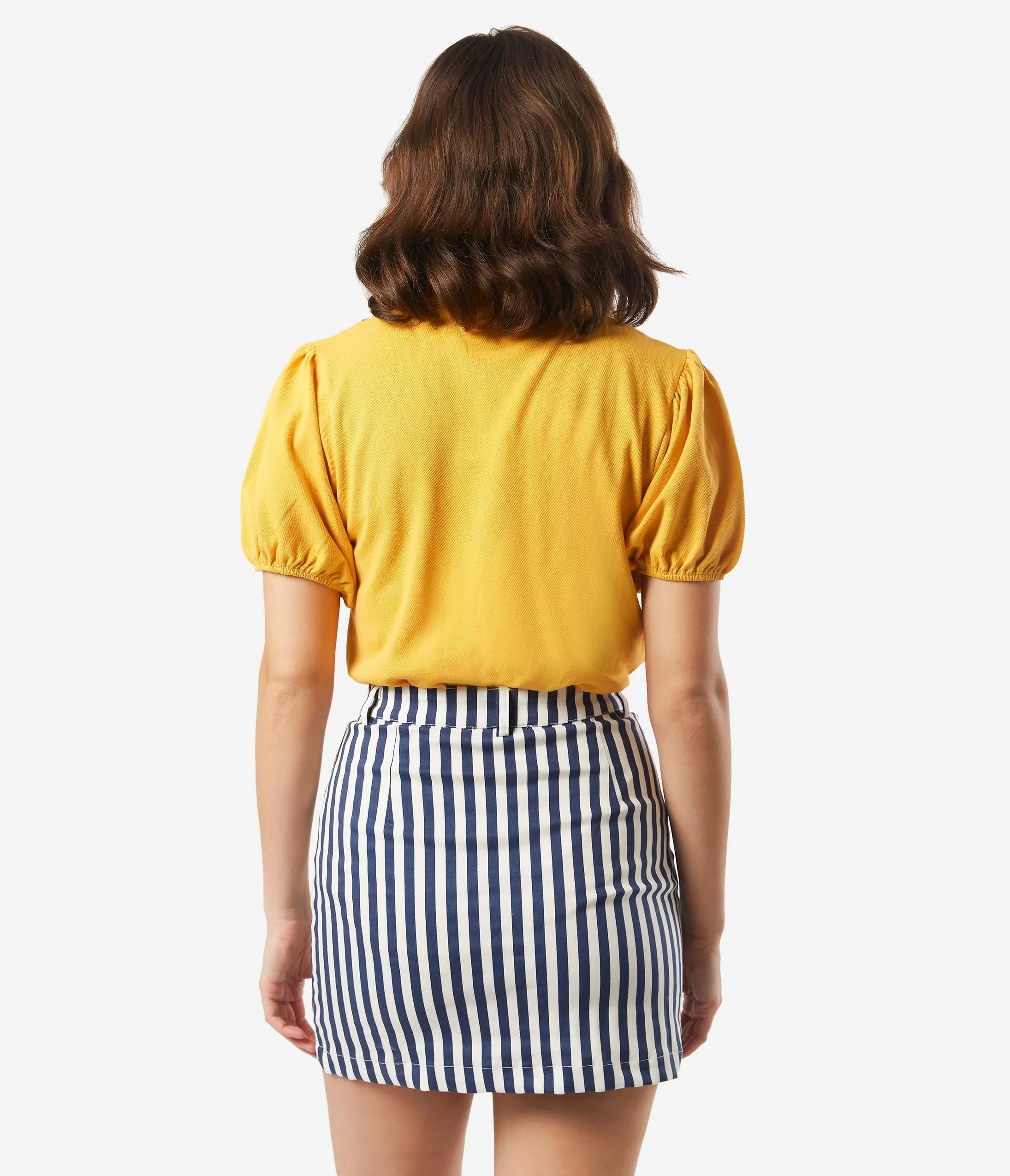 Retro Style Mustard Polo Blouse