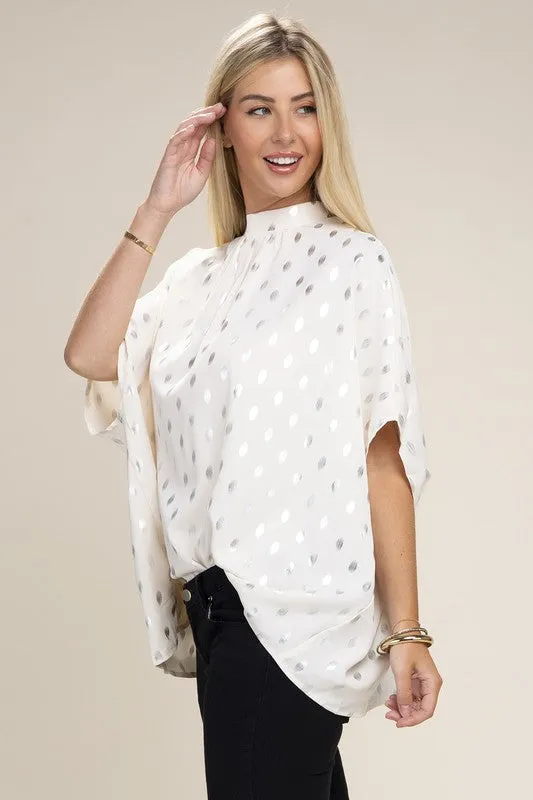 Statement Mock Neck Light Beige Top