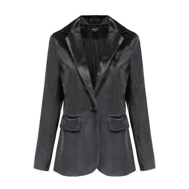 The Smooth Session Velvet Blazer Women - Casual - Plain-Solid