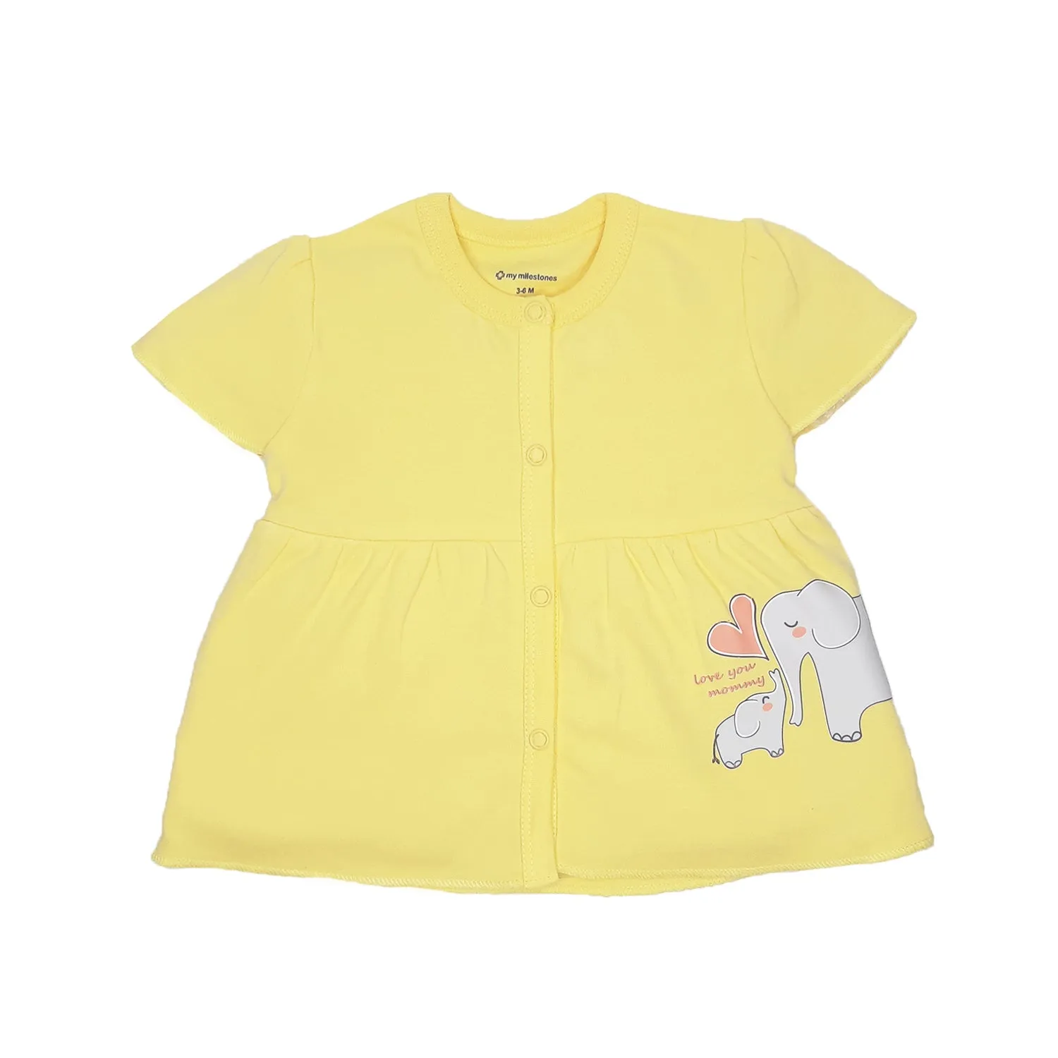 Tops Half Sleeves Girls Yellow/Navy - 2Pc Set