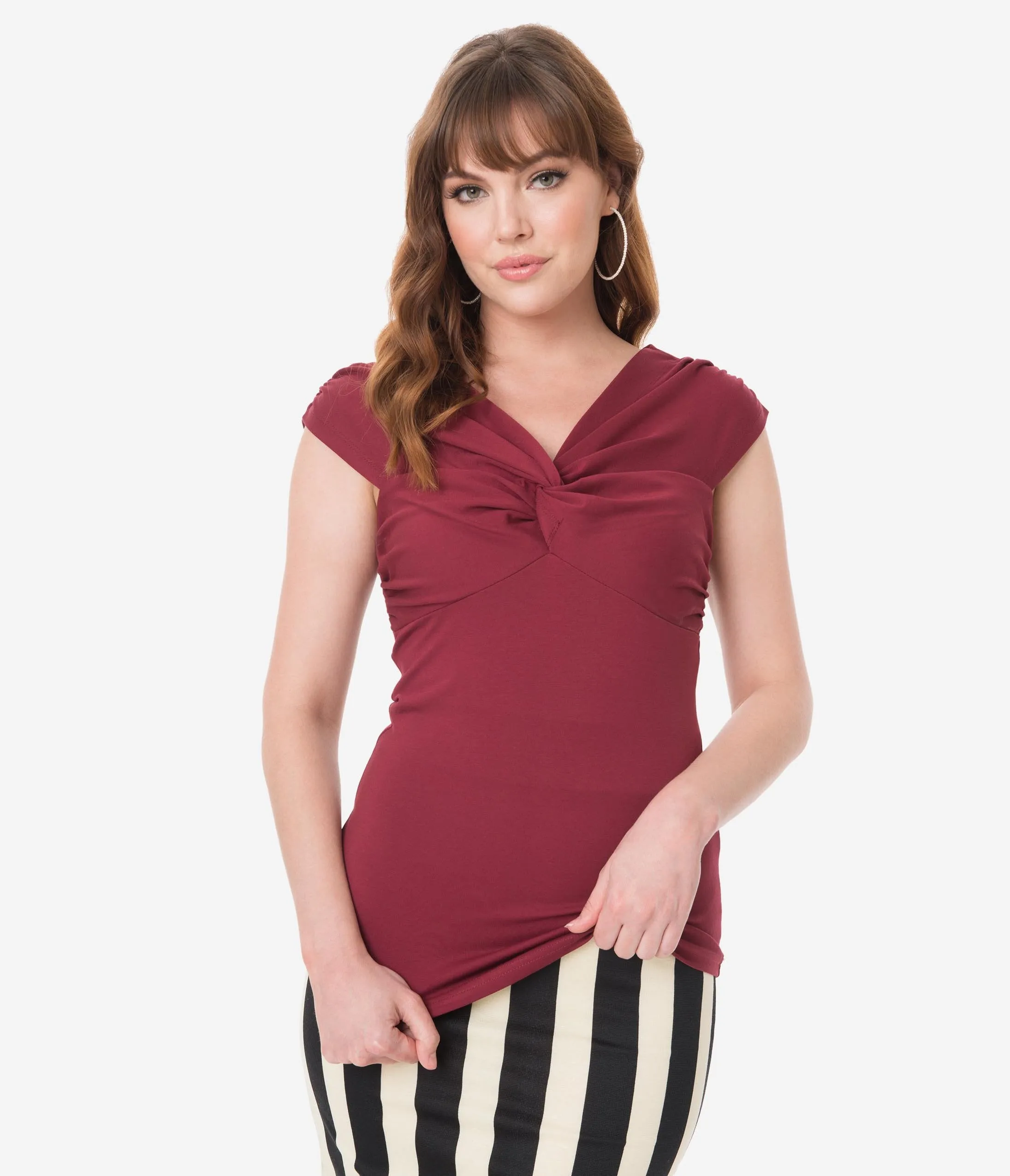 Voodoo Vixen Burgundy Knotted Brianna Top