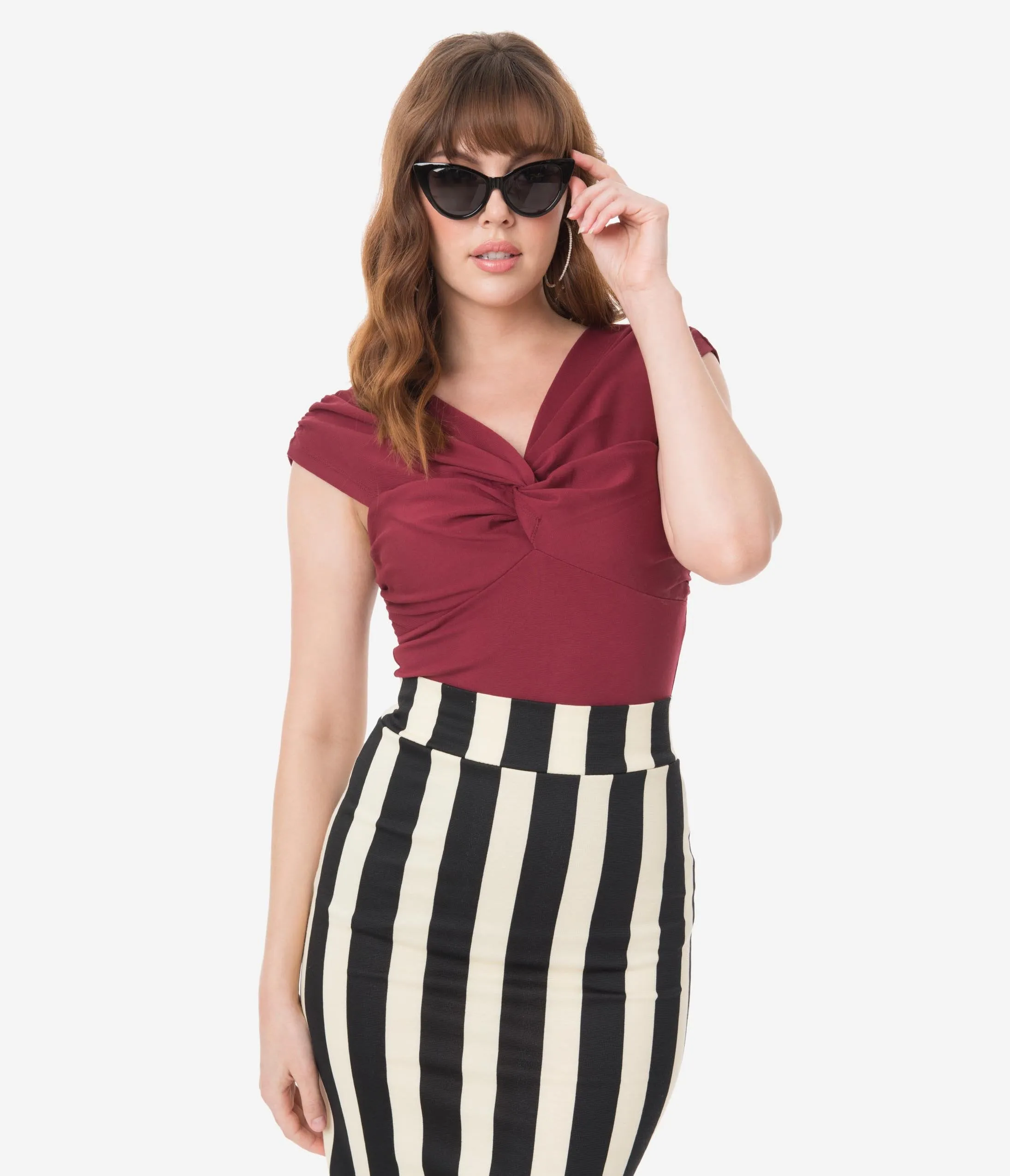 Voodoo Vixen Burgundy Knotted Brianna Top