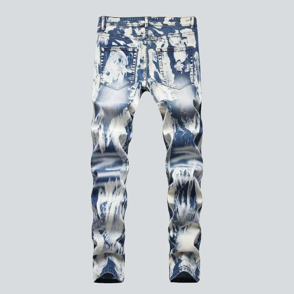 White painted men's denim pants