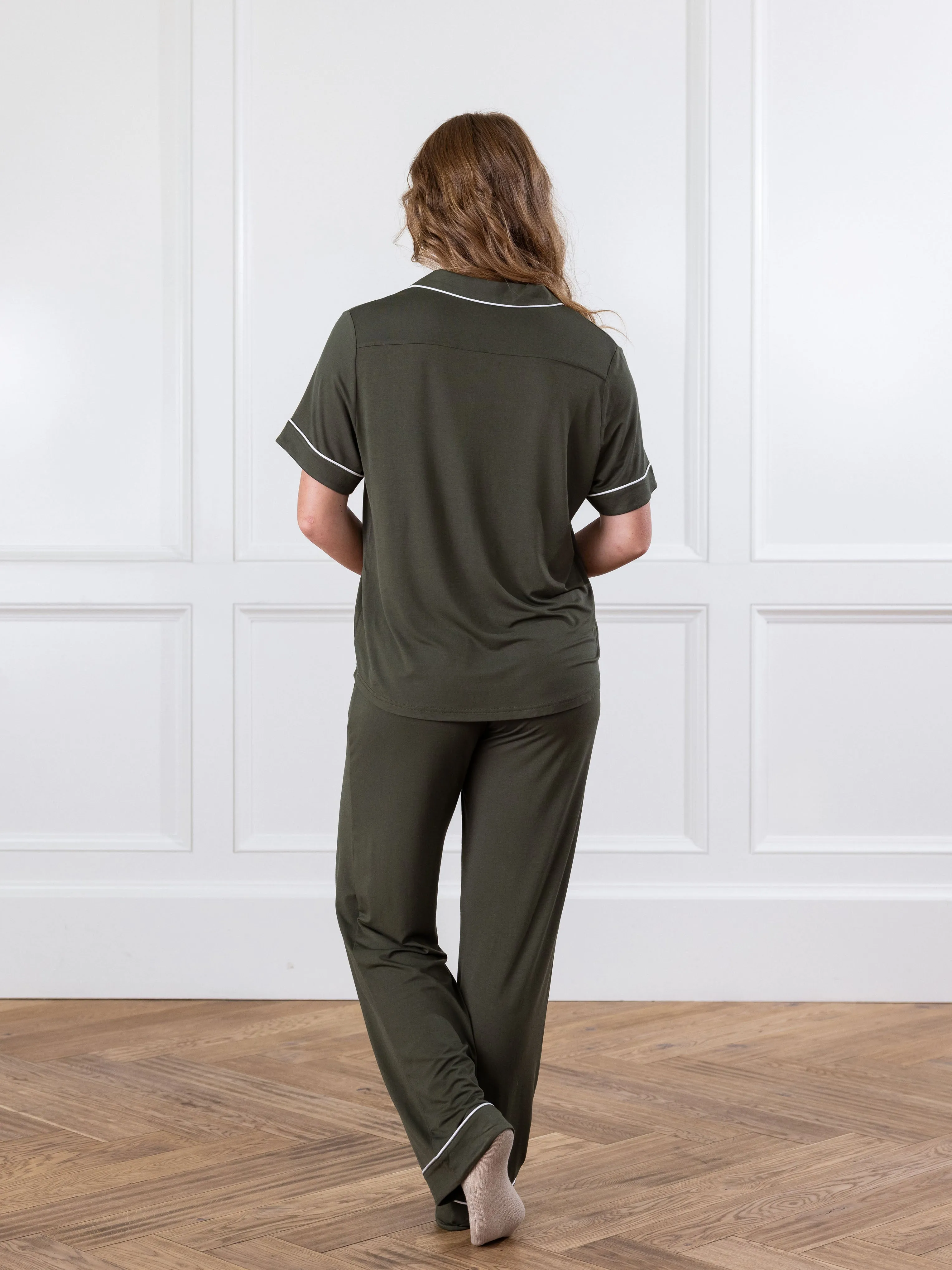 Women's Bamboo Stretch-Knit Short Sleeve & Pant Pajama Set