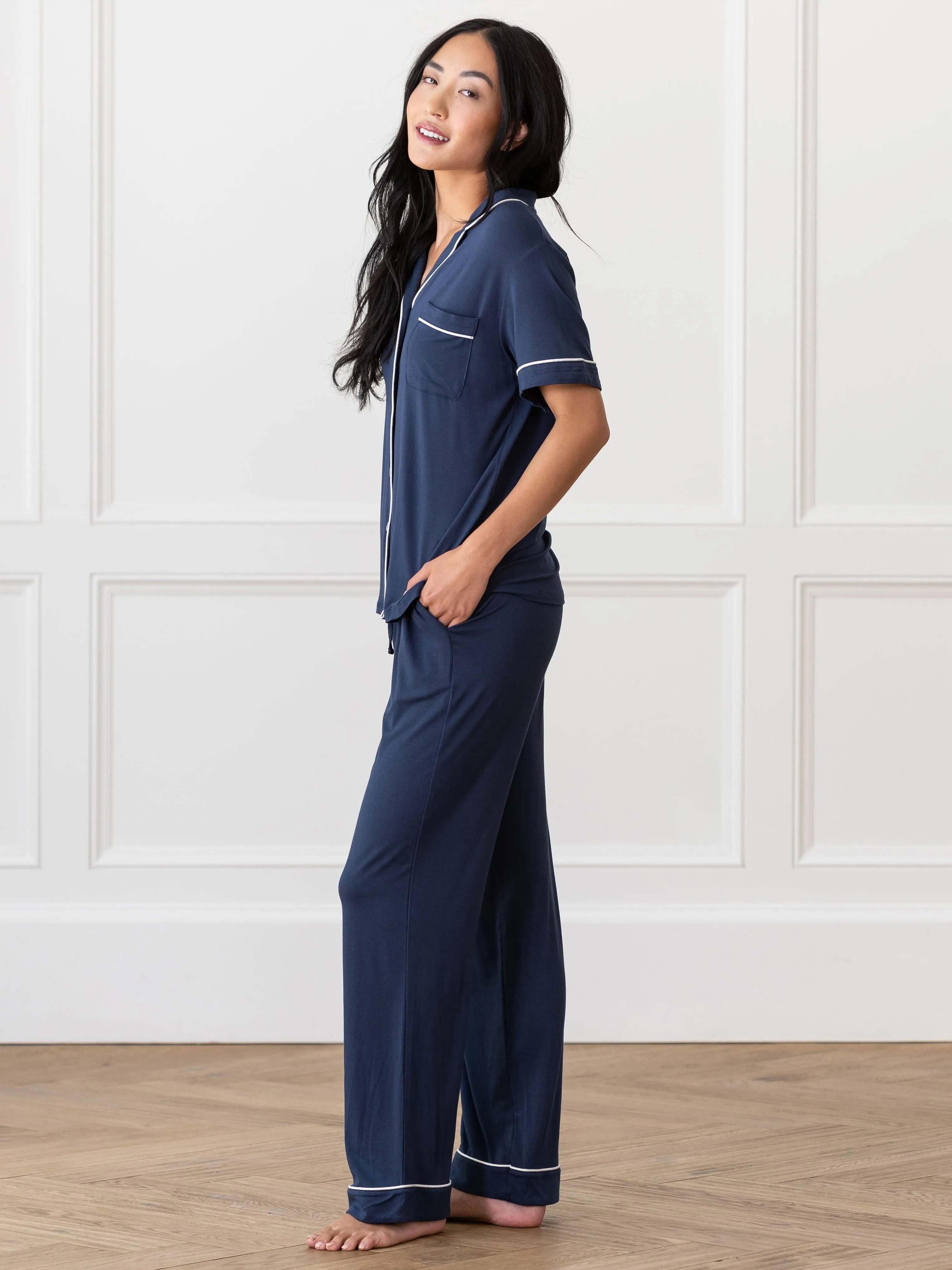 Women's Bamboo Stretch-Knit Short Sleeve & Pant Pajama Set