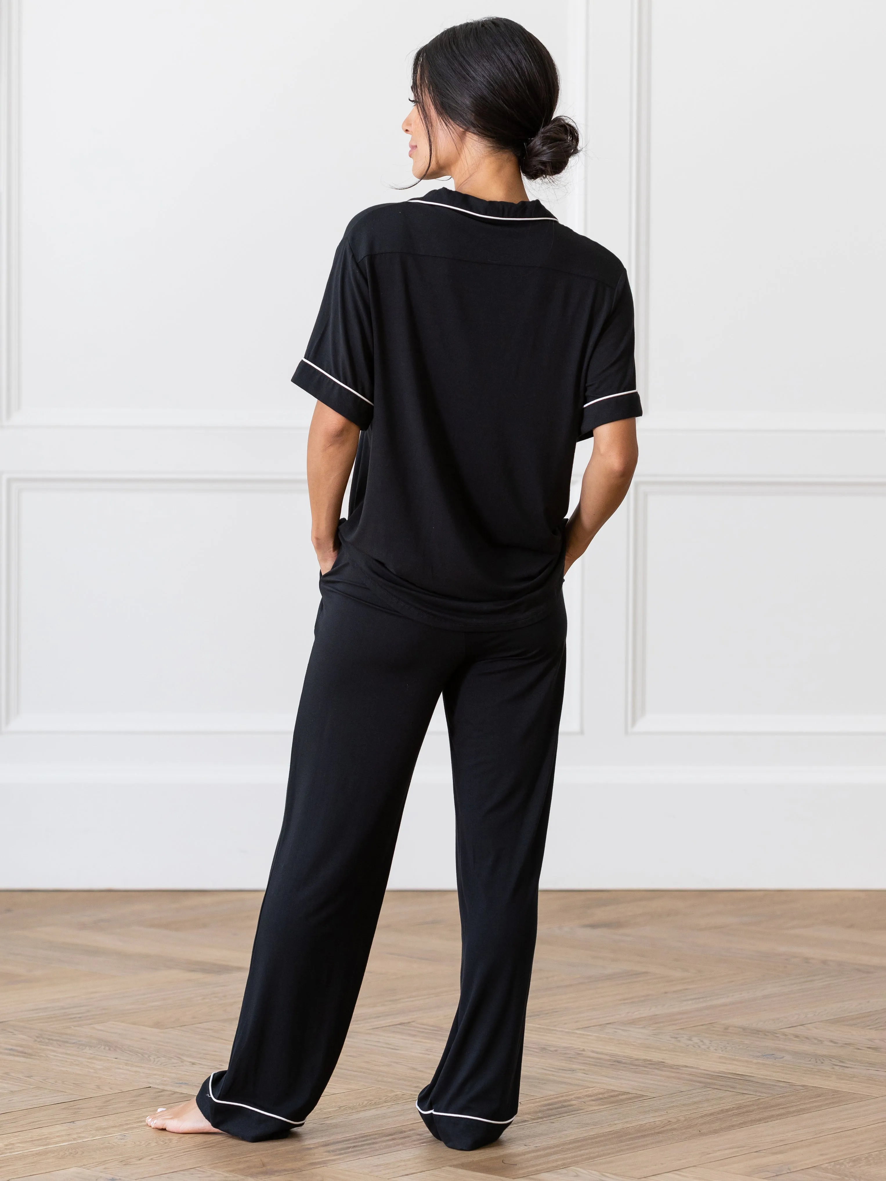 Women's Bamboo Stretch-Knit Short Sleeve & Pant Pajama Set