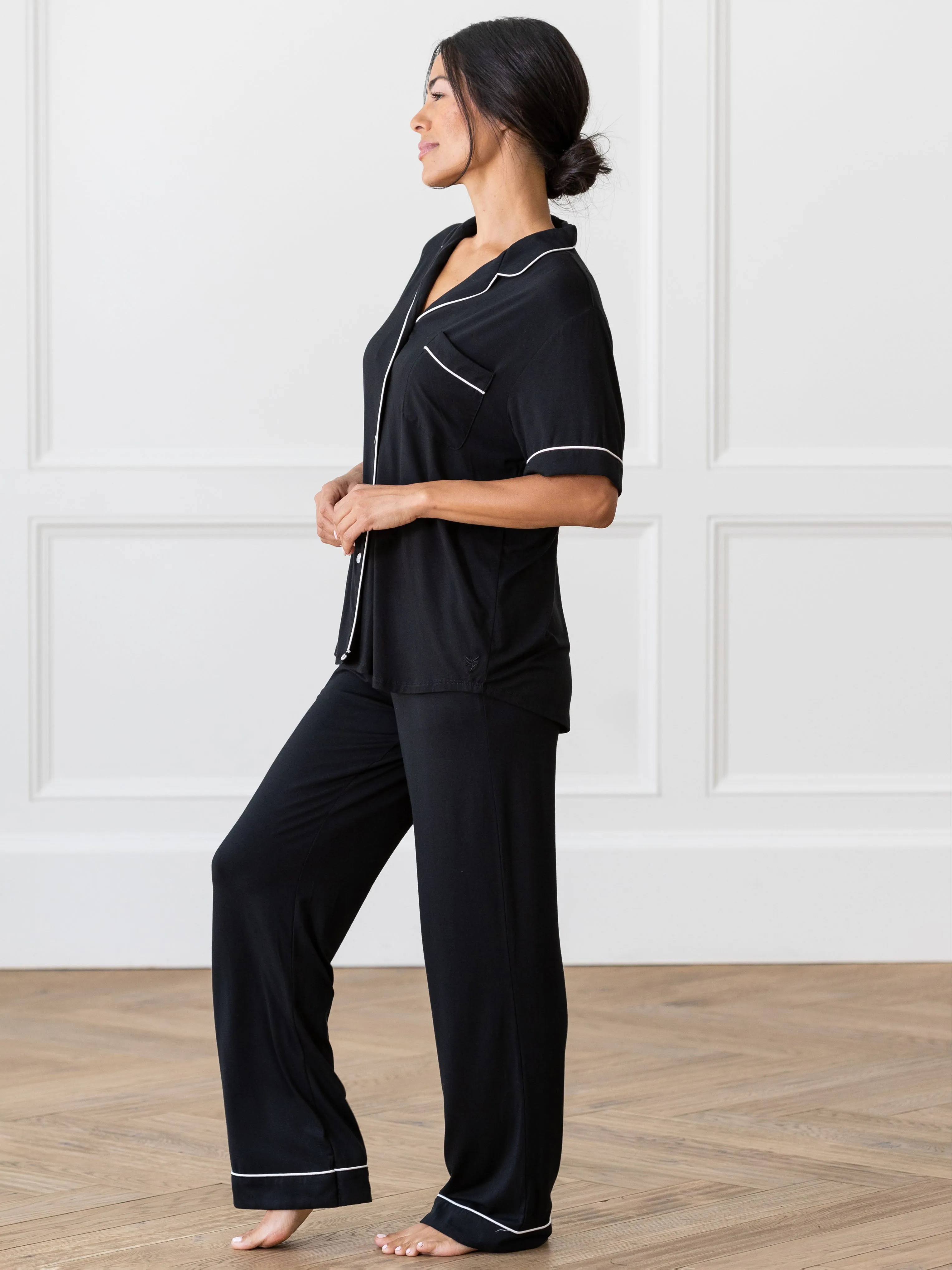 Women's Bamboo Stretch-Knit Short Sleeve & Pant Pajama Set