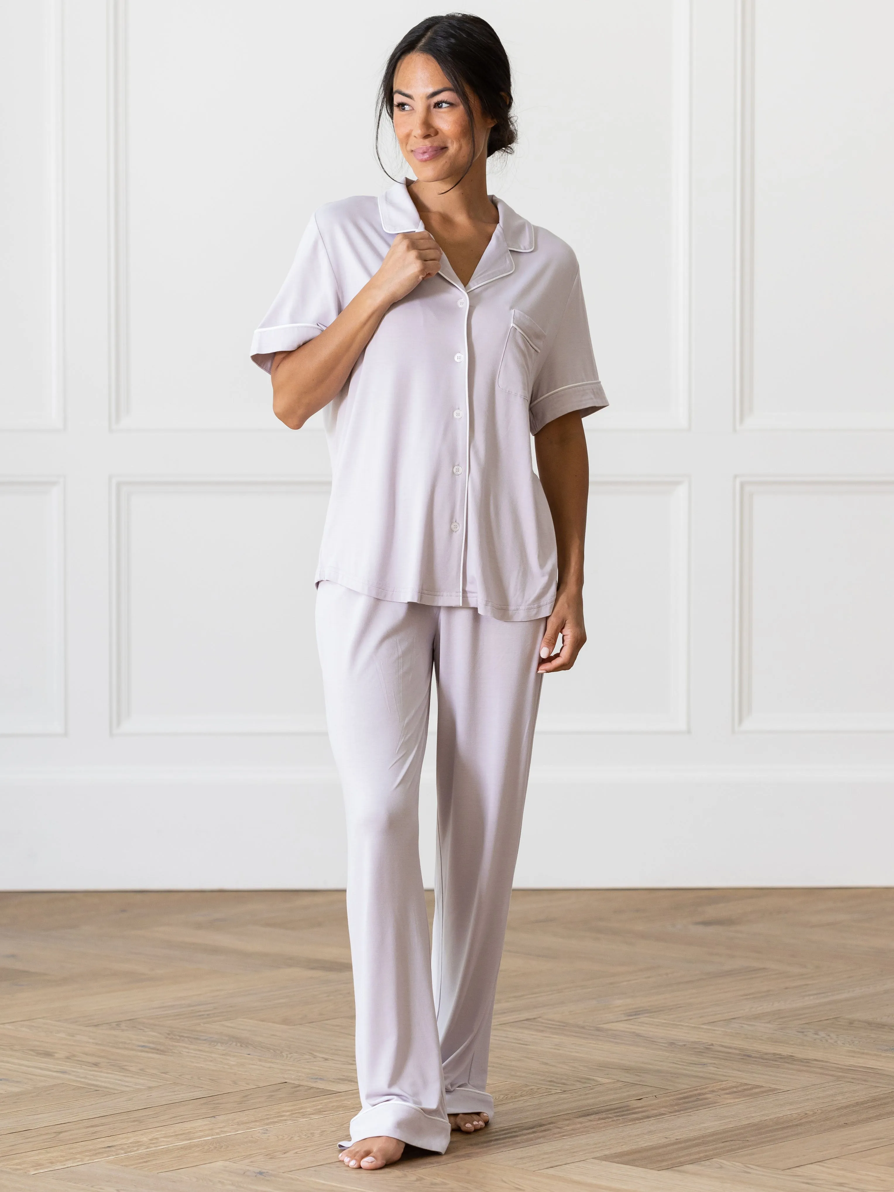 Women's Bamboo Stretch-Knit Short Sleeve & Pant Pajama Set