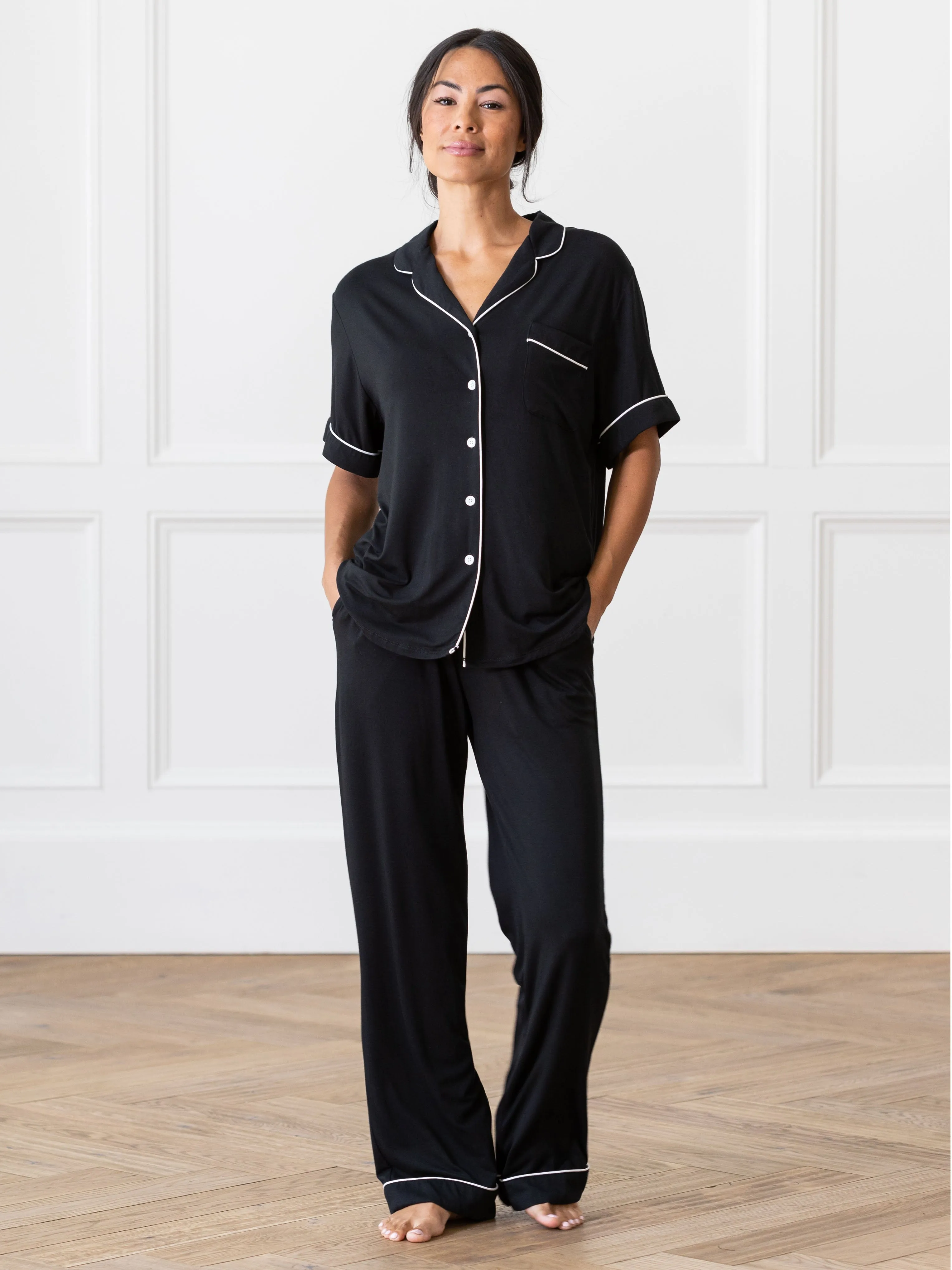 Women's Bamboo Stretch-Knit Short Sleeve & Pant Pajama Set