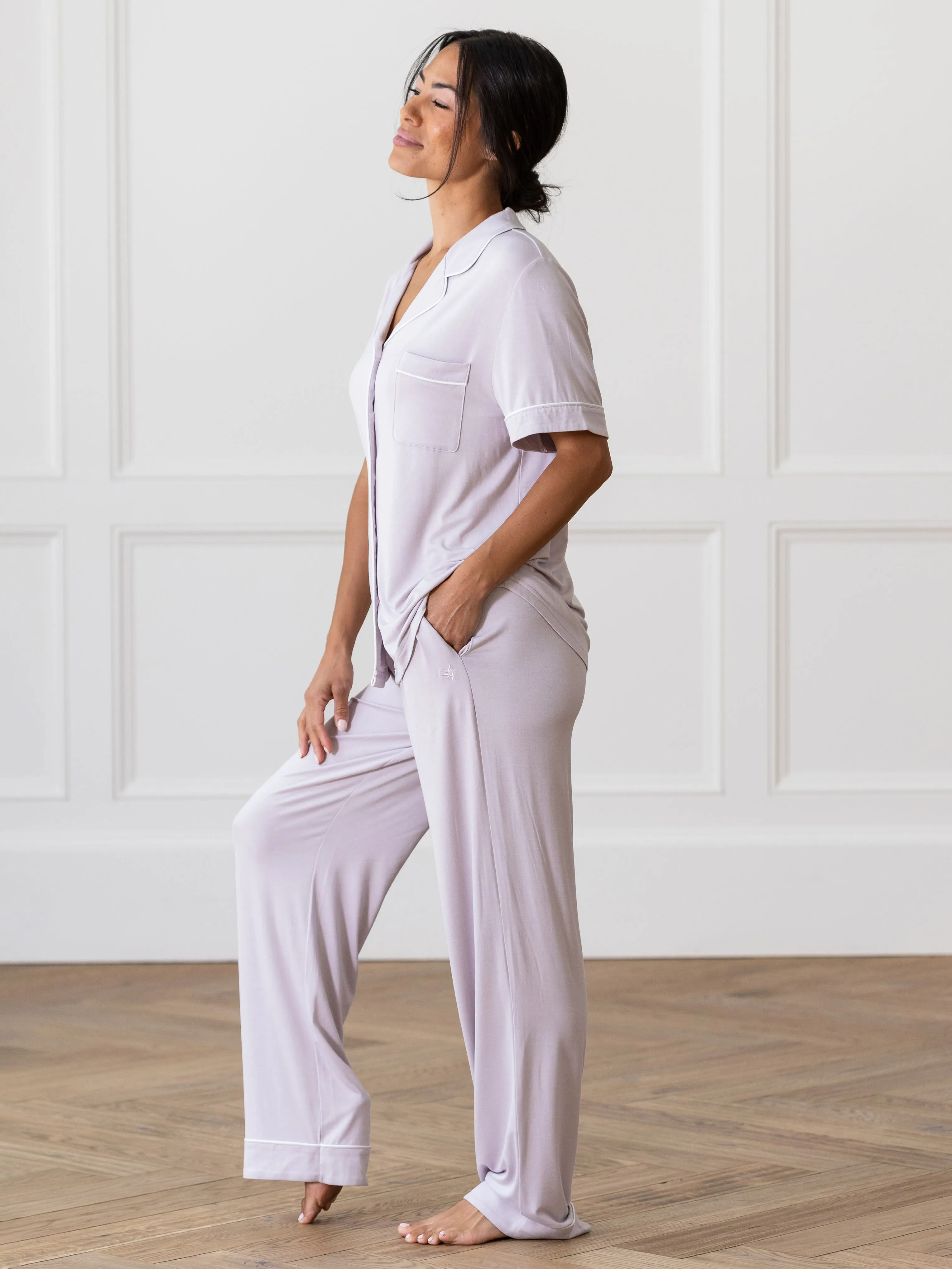 Women's Bamboo Stretch-Knit Short Sleeve & Pant Pajama Set