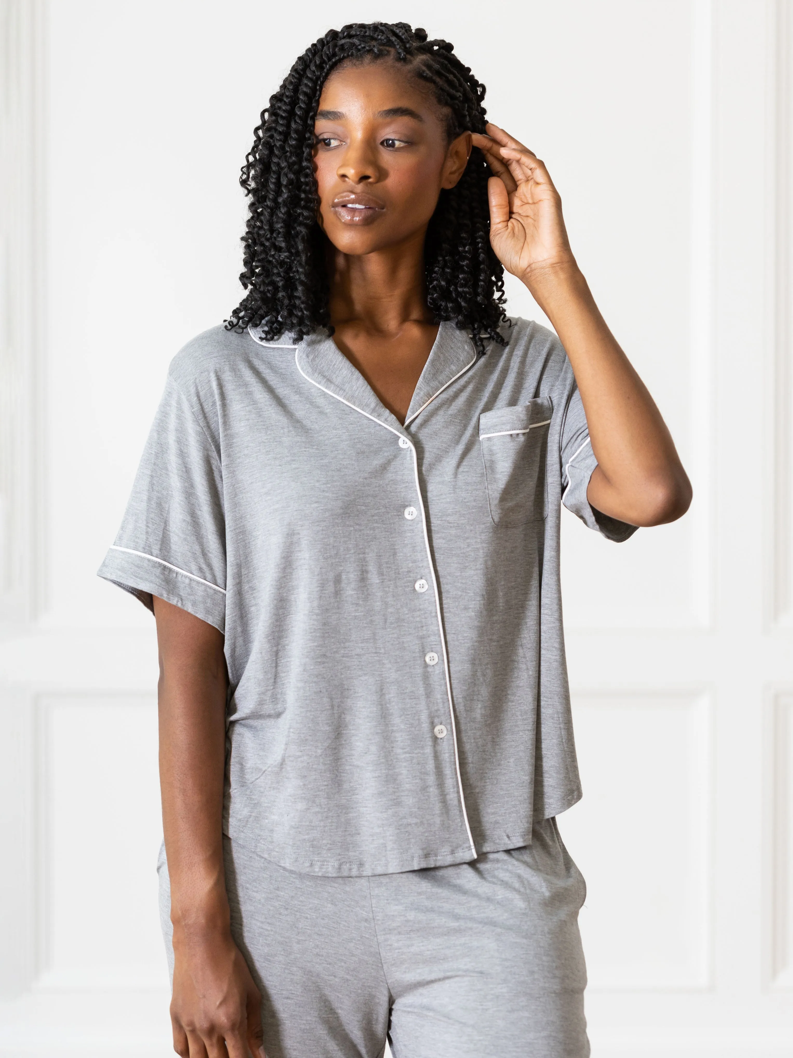 Women's Bamboo Stretch-Knit Short Sleeve & Pant Pajama Set