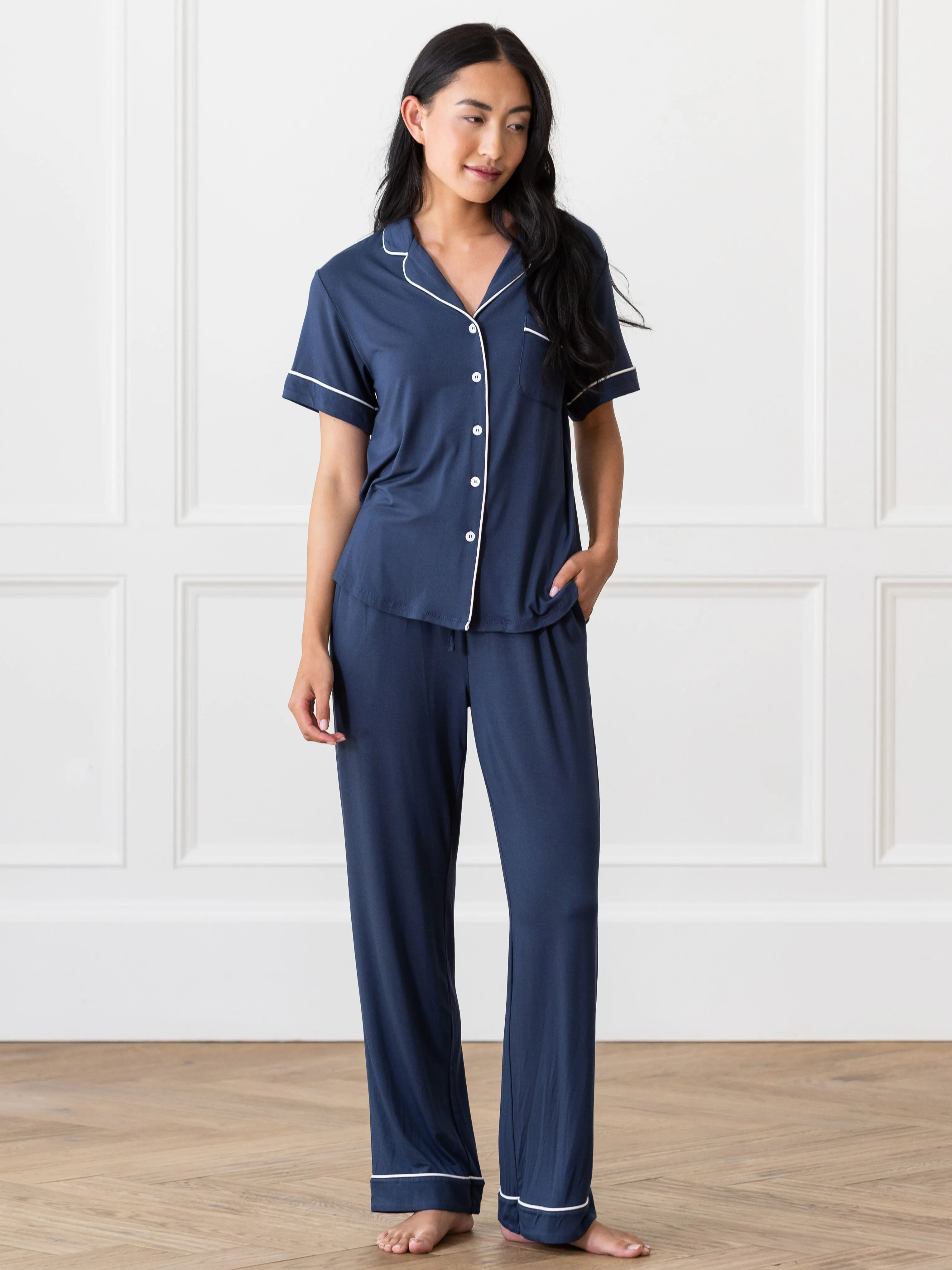 Women's Bamboo Stretch-Knit Short Sleeve & Pant Pajama Set