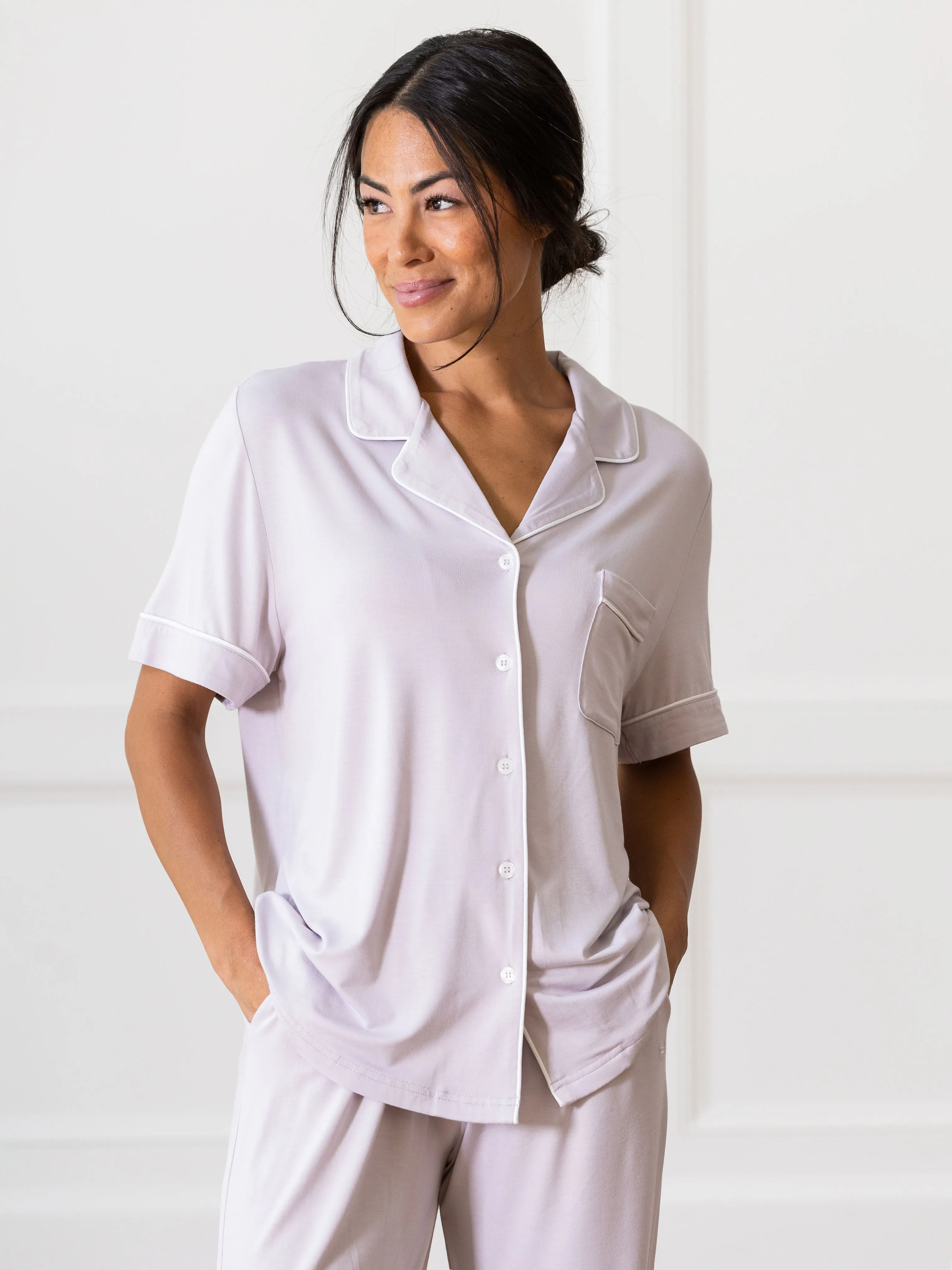 Women's Bamboo Stretch-Knit Short Sleeve & Pant Pajama Set