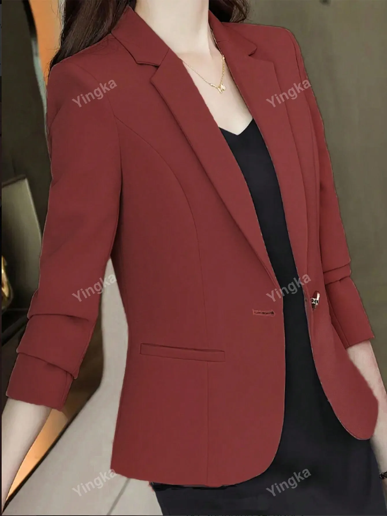 Women's Single-Breasted Peaked Lapel Suit Jacket