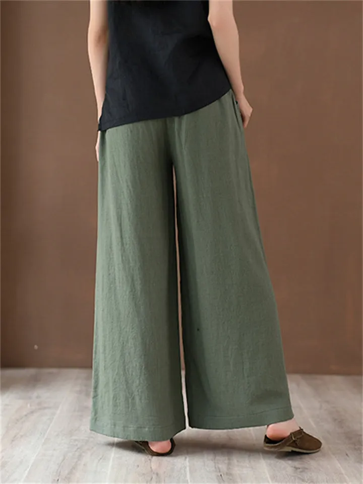 Women's Summer Comfortable Linen Yoga Wide Leg Pants