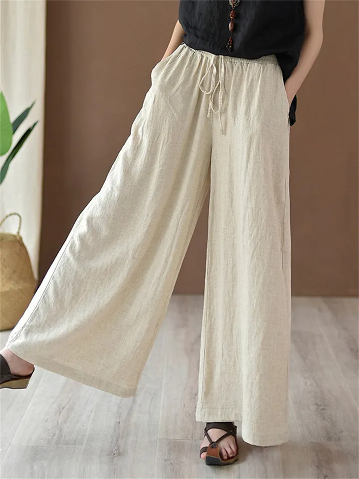 Women's Summer Comfortable Linen Yoga Wide Leg Pants