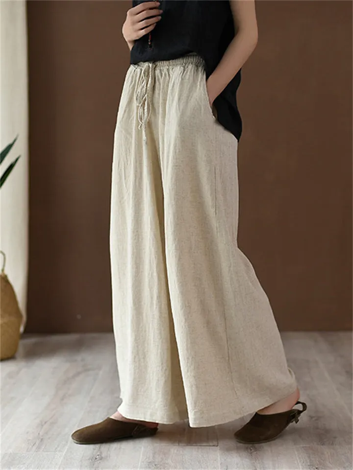 Women's Summer Comfortable Linen Yoga Wide Leg Pants